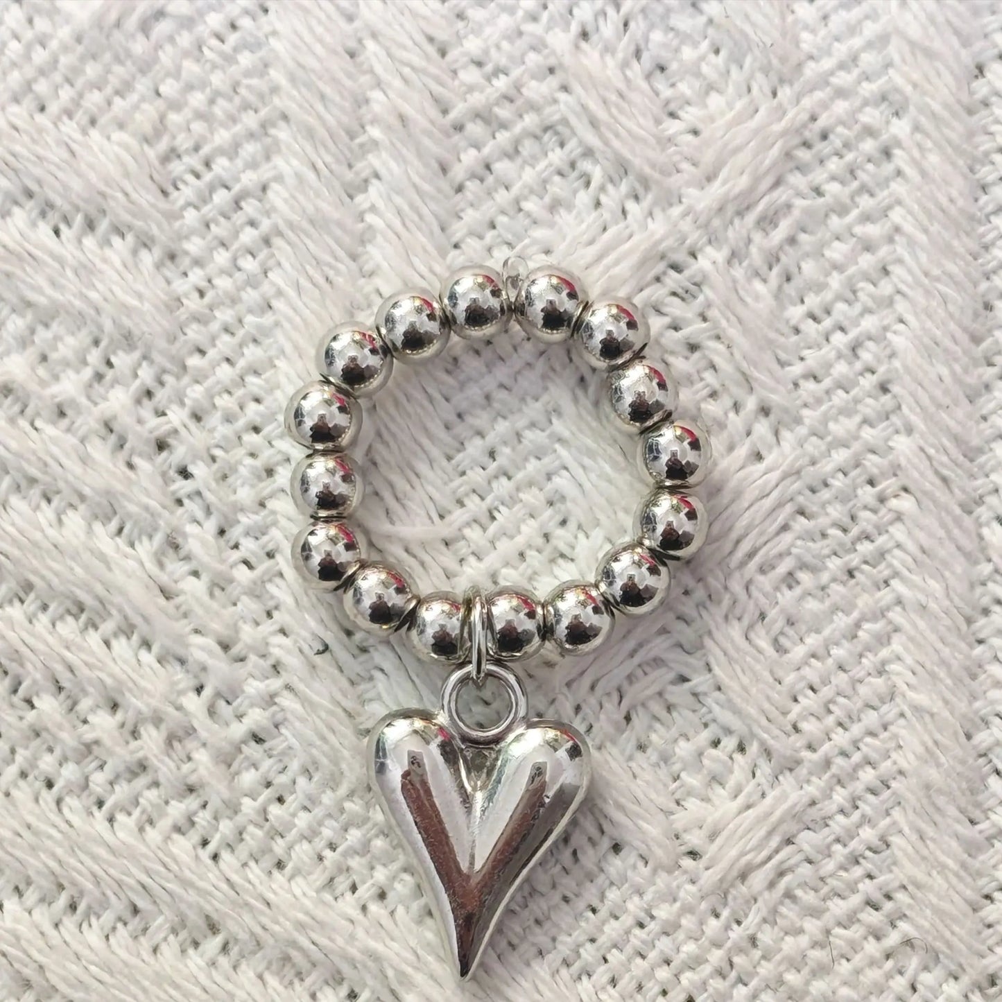 Handmade Beaded Love Heart Rings