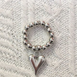 Handmade Beaded Love Heart Rings