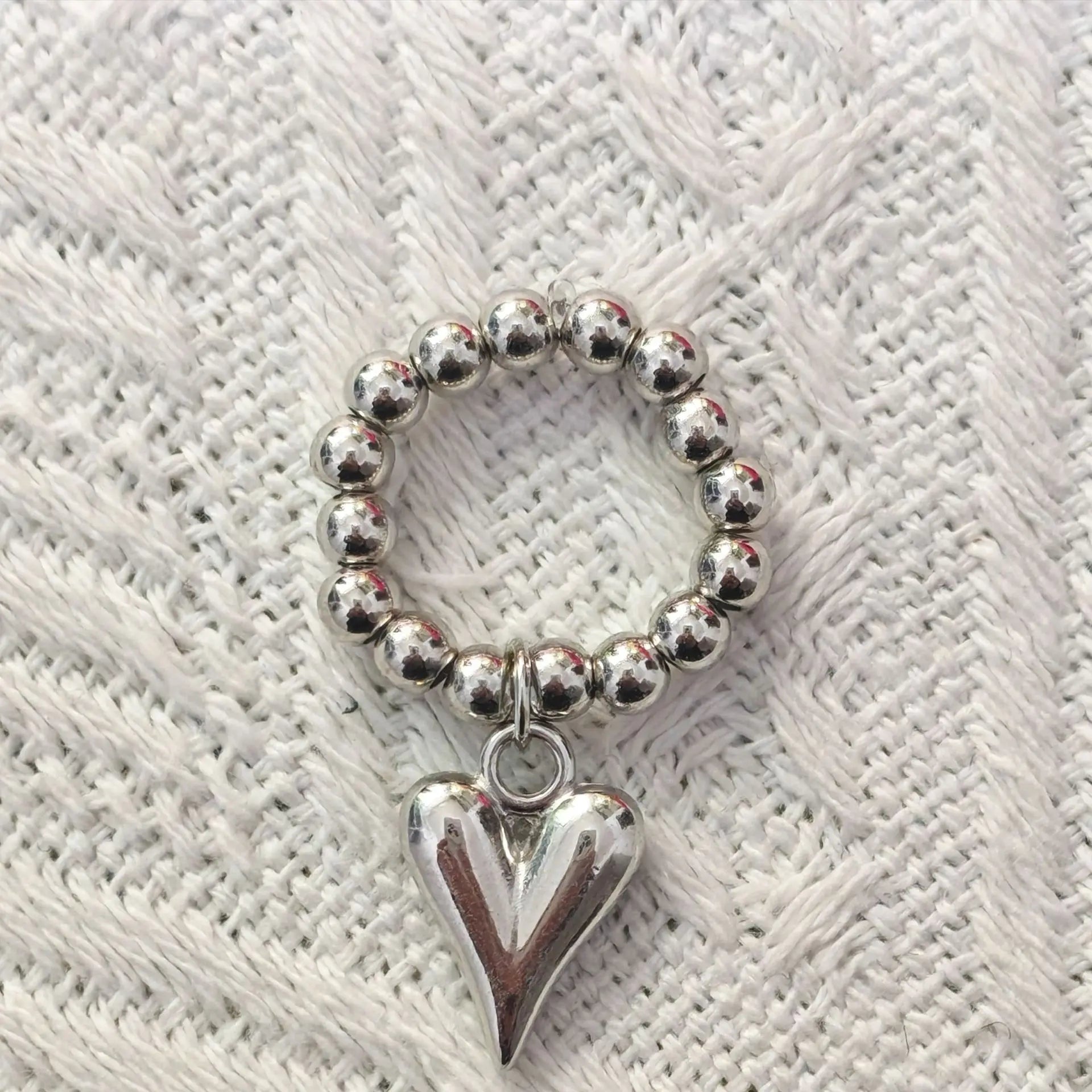 Handmade Beaded Love Heart Rings