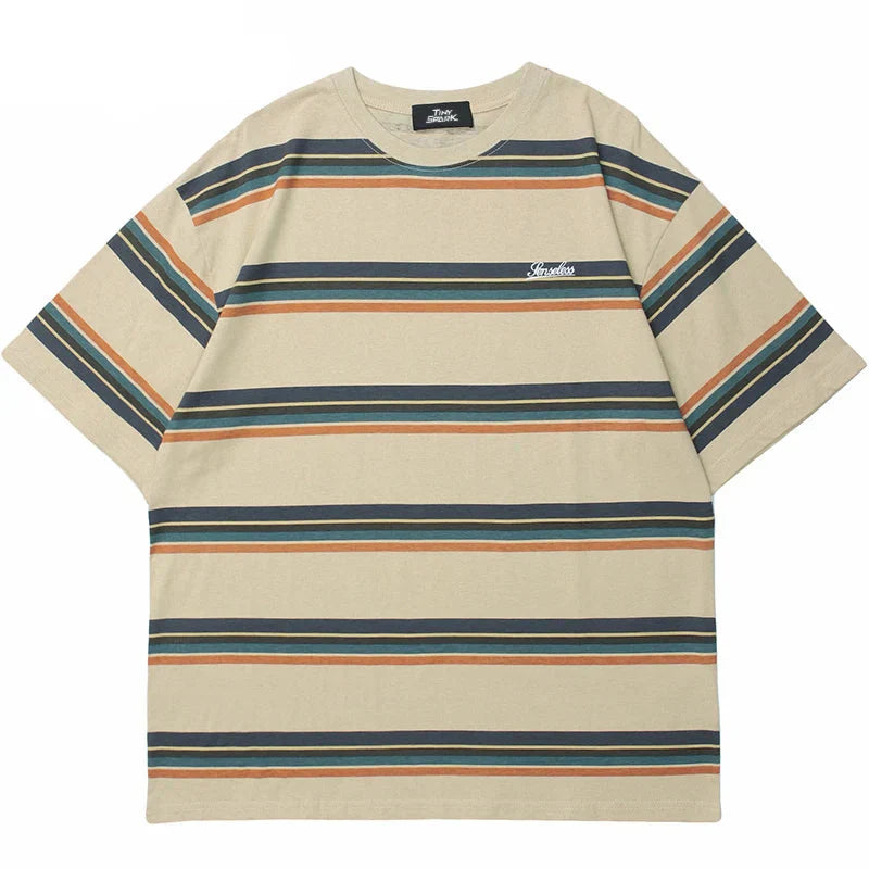 Striped Print Cotton T-Shirt