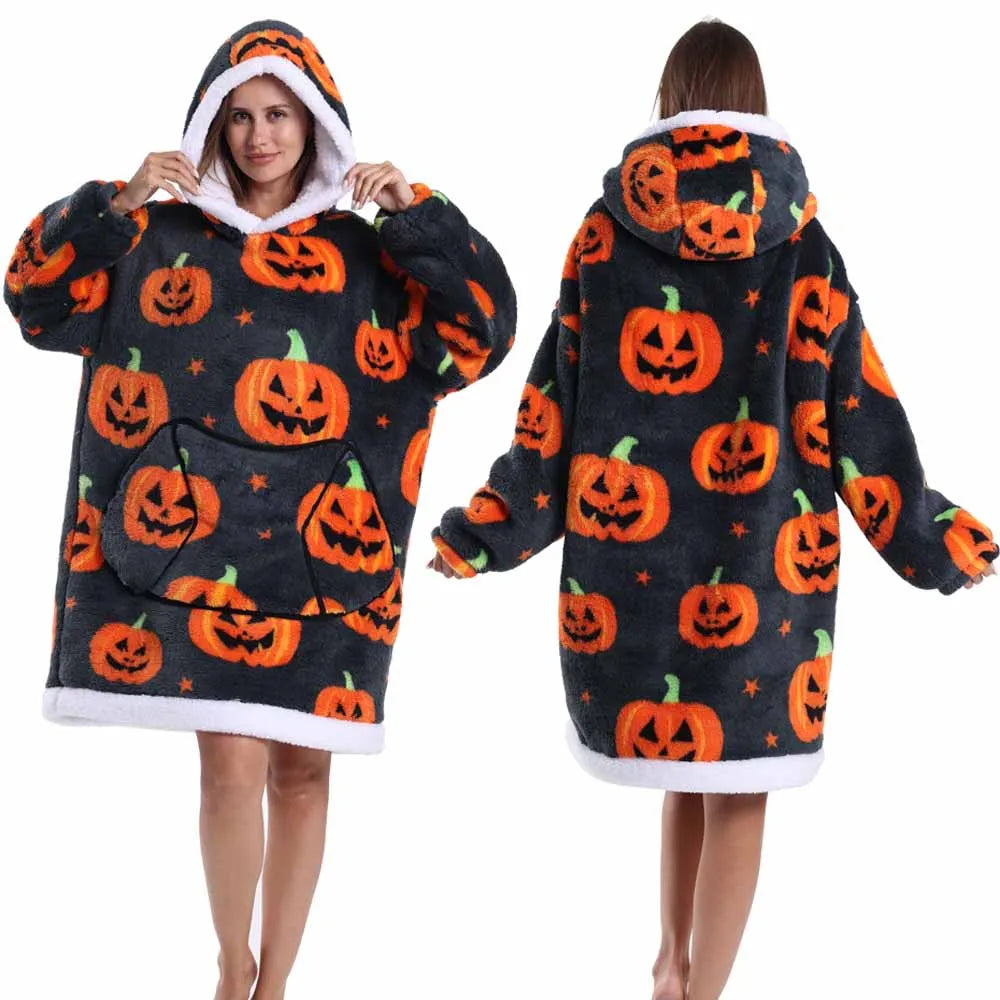 Strawberry Printed Oversized Blanket Hoodie