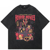Camiseta Negra Lavada con Gráfico de Fantasma