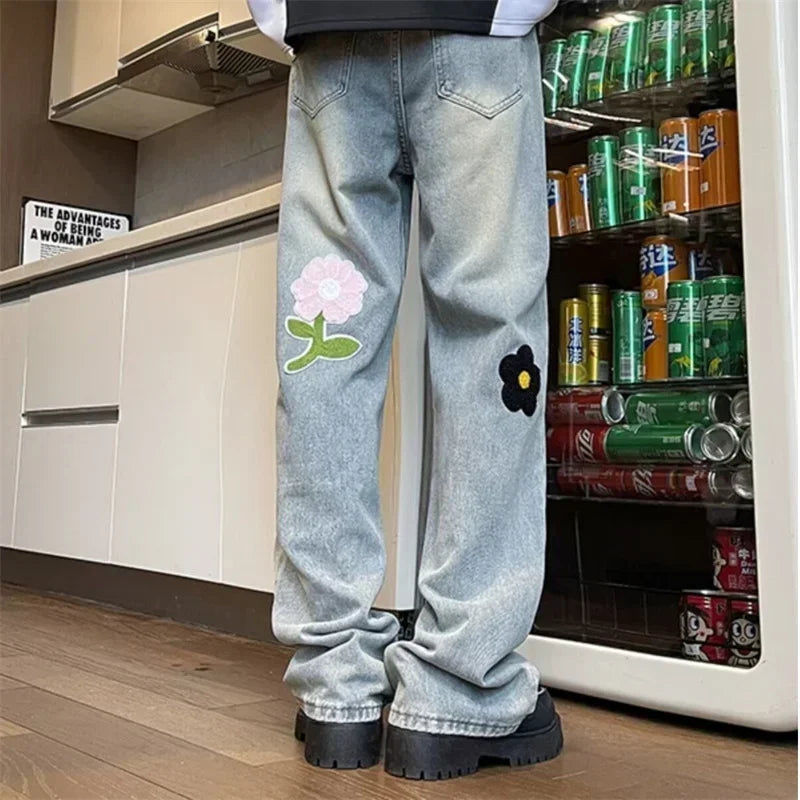 Vintage Flower Embroidered High Jeans