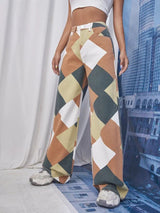 Vintage Plaid High Waist Straight Pants