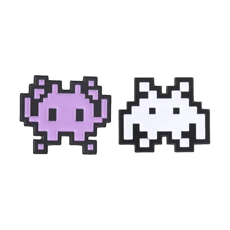 Retro Pixel Invader Enamel Pins