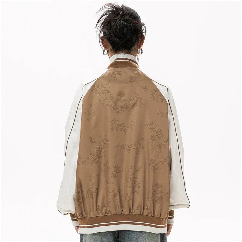 Chinese Style Coffee Varsity Jacket