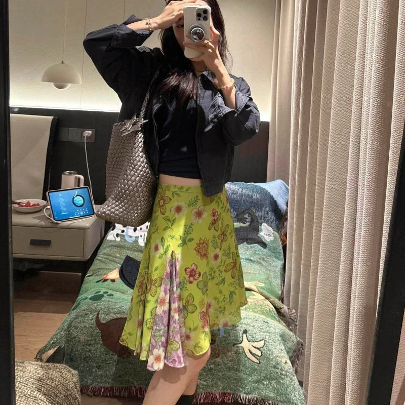 Falda vintage floral Y2K