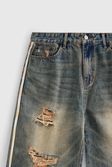 Trendy Ripped Patchwork Distressed Denim Jorts