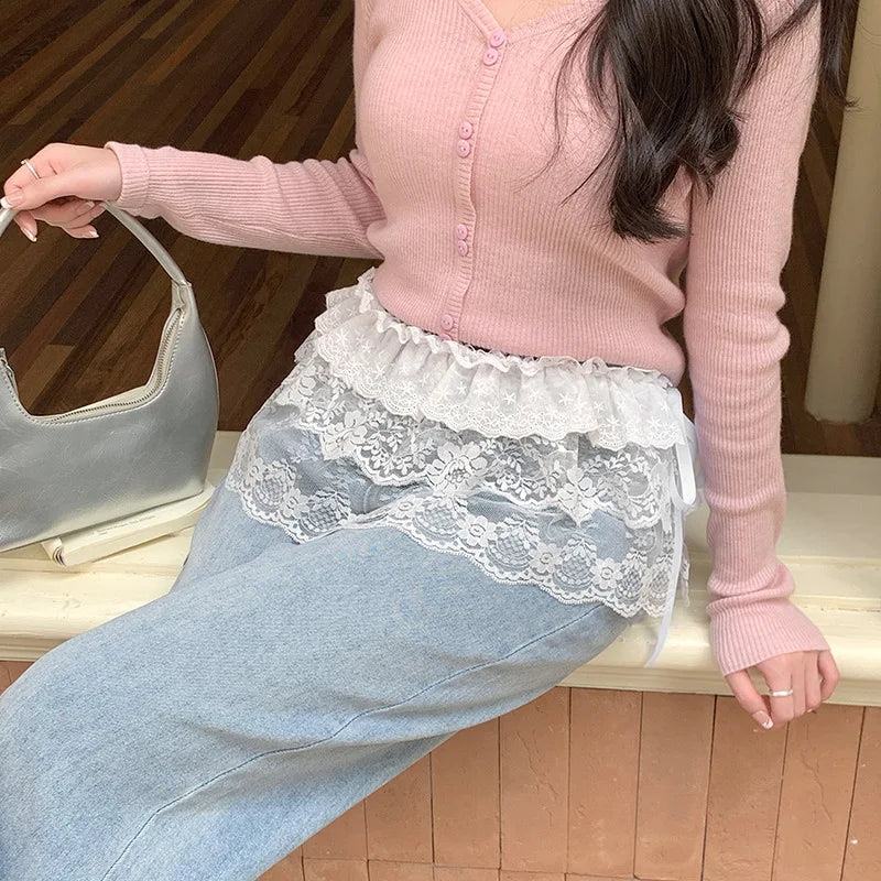 Triangular Lace Coquette Style Bandana