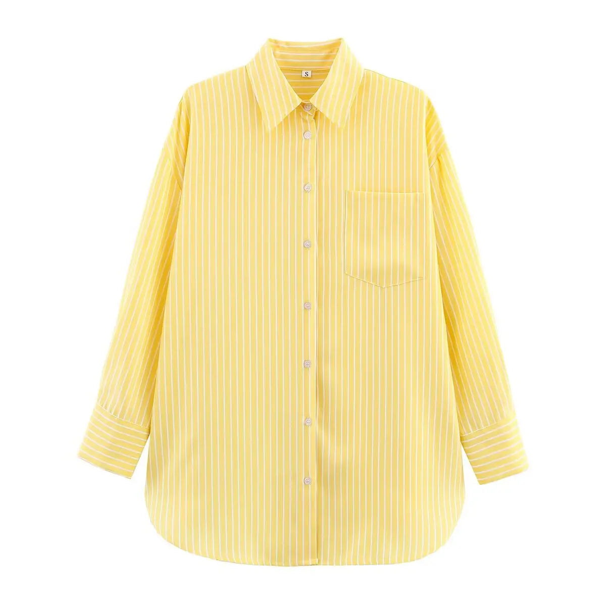 Women Oversize Yellow Striped Shirt