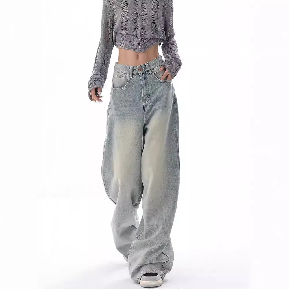 Y2K Off-White Color Wide Leg Jeans