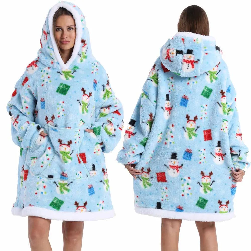 Strawberry Printed Oversized Blanket Hoodie