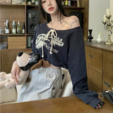Y2K Vintage Cropped Off-shoulder Sweatshirt