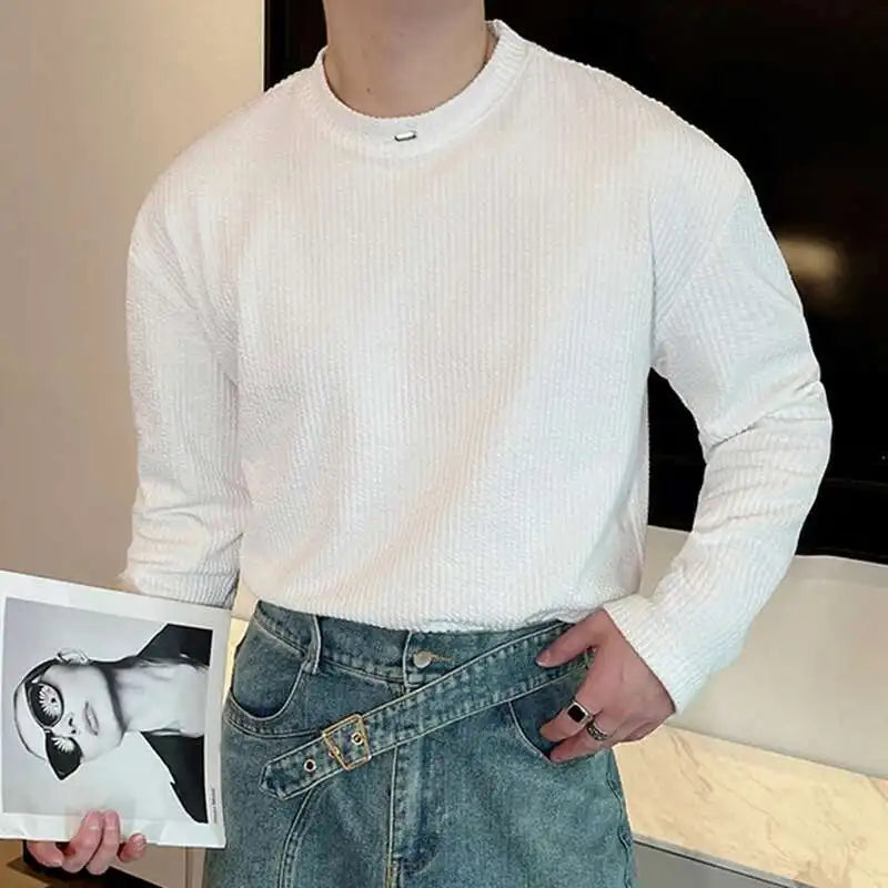 Casual Korean Style Round Collar Men's T-Shirt