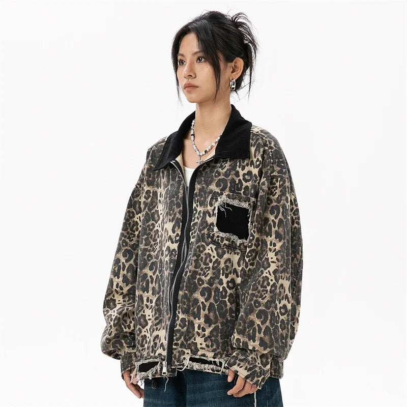 Vintage Leopard Windbreaker Jacket