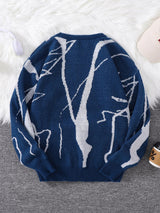 Weirdcore Abstract Pattern Round Neck Sweater