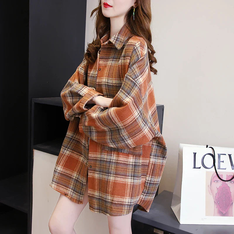 Vintage Plaid Long Sleeve Shirt