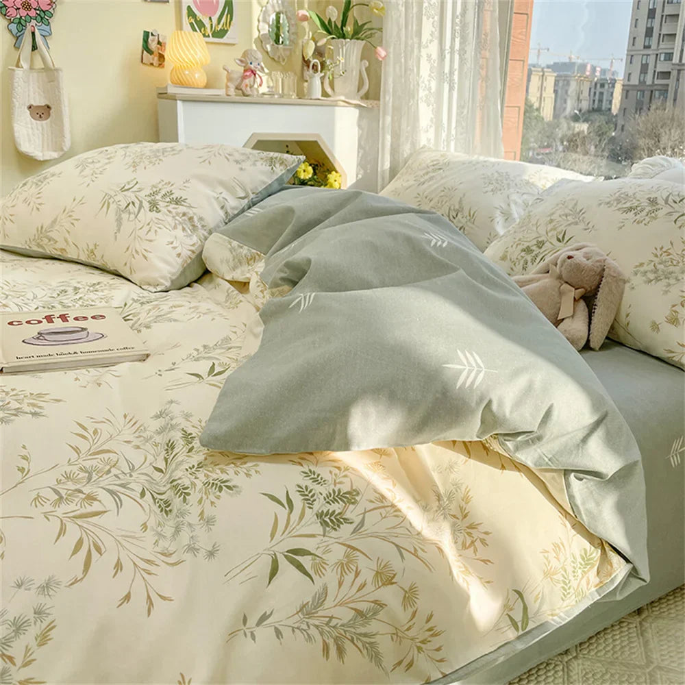 Pink Plaid Bowknot Bedding Set