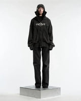 Embroidered Ninja Zip Up Oversized Hoodie