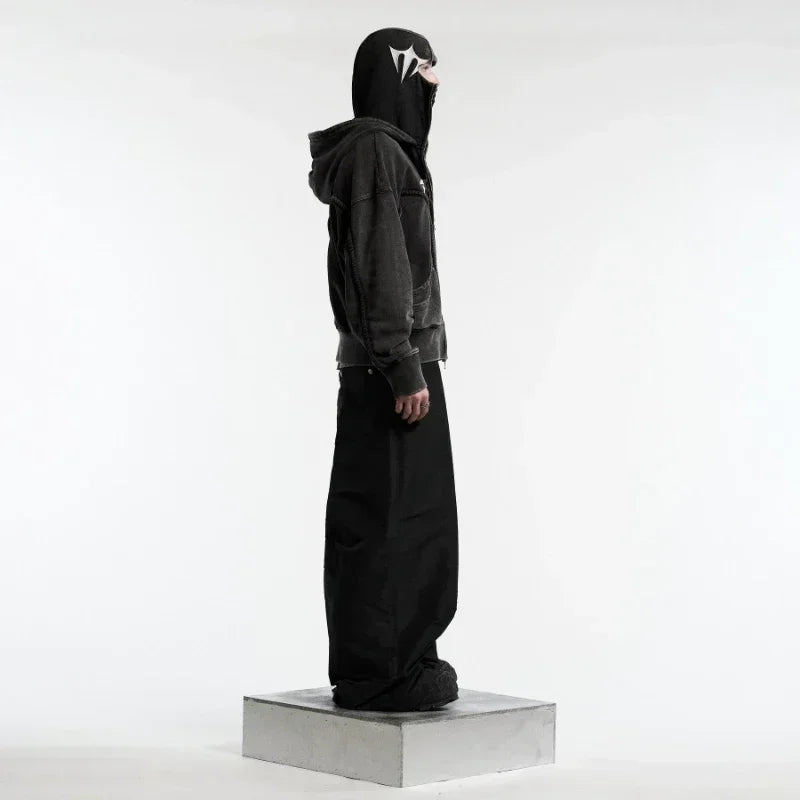 Vintage Zip-Up Oversized Hoodie Sweatshirt