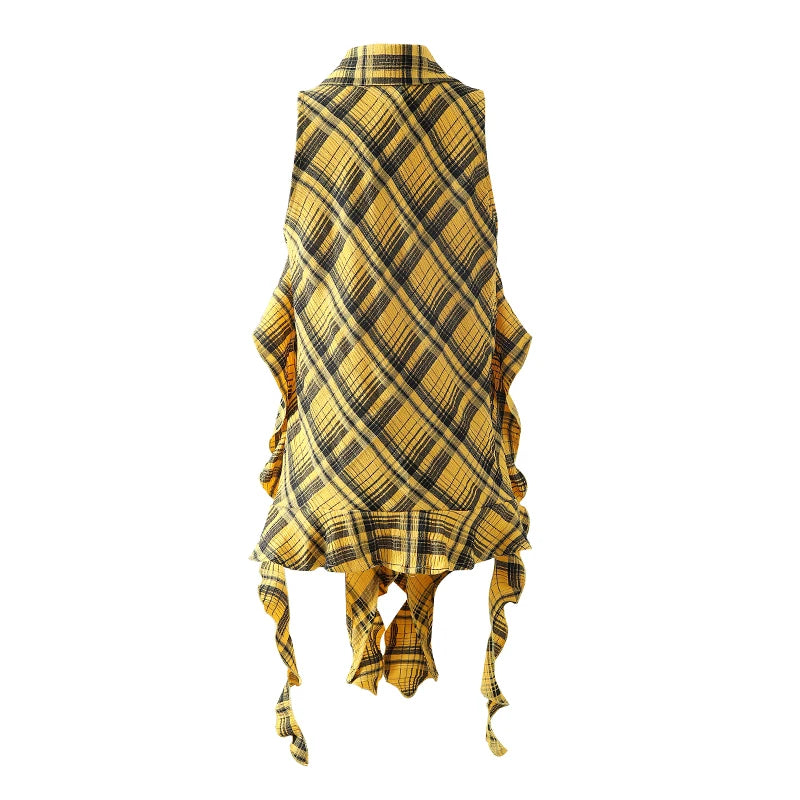 Japanese Y2k Plaid Yellow Tank Top