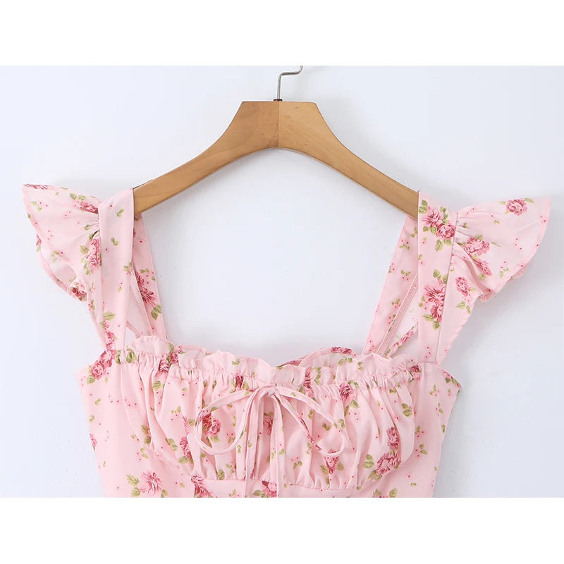 Women's Pink Floral Print Sundress