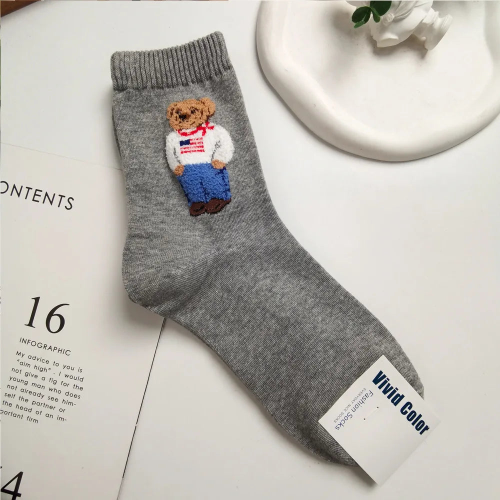 Calcetines de algodón con osos de dibujos animados bonitos