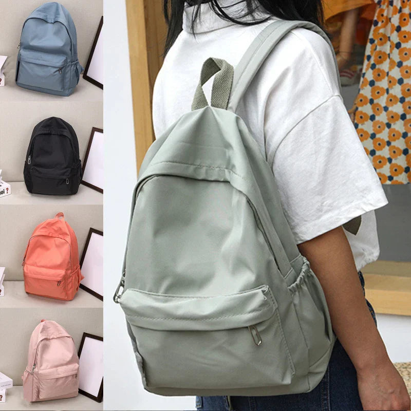 Solid Color School Backpack
