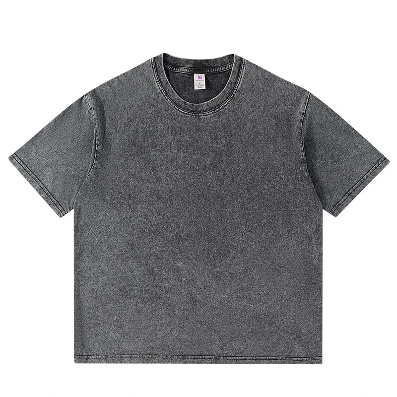 Retro Washed Vintage Solid Color T-Shirt