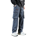 Faded Straight Leg Cargo Jeans
