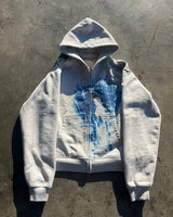 Retro Graphic Prints Zipper Hoodies