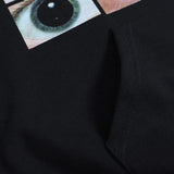 Vintage Eyes Print Black Washed Hoodie