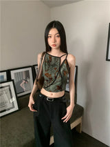 Flocking Floral Vintage Cami Crop