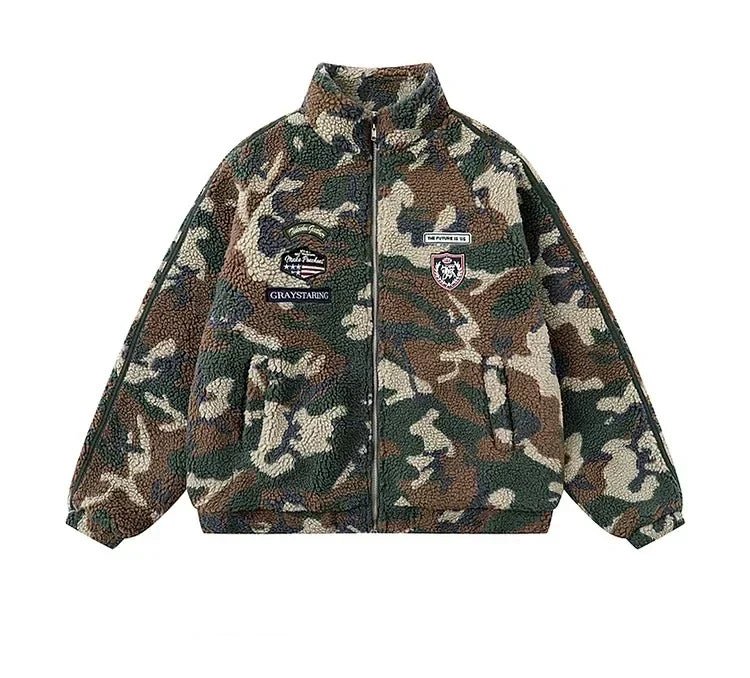 Fleece Camouflage Lamb Wool Coat