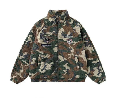 Fleece Camouflage Lamb Wool Coat
