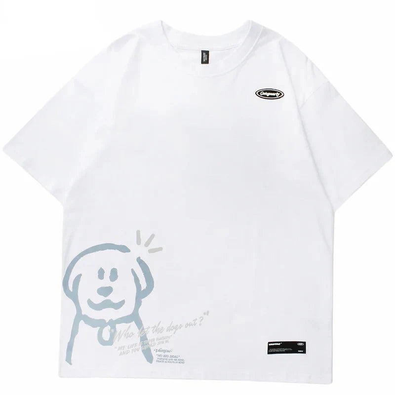 Lustiges Hip-Hop-Cartoon-Hunde-T-Shirt
