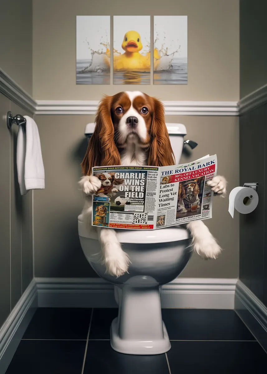 Dog Reading Newspaper Poster