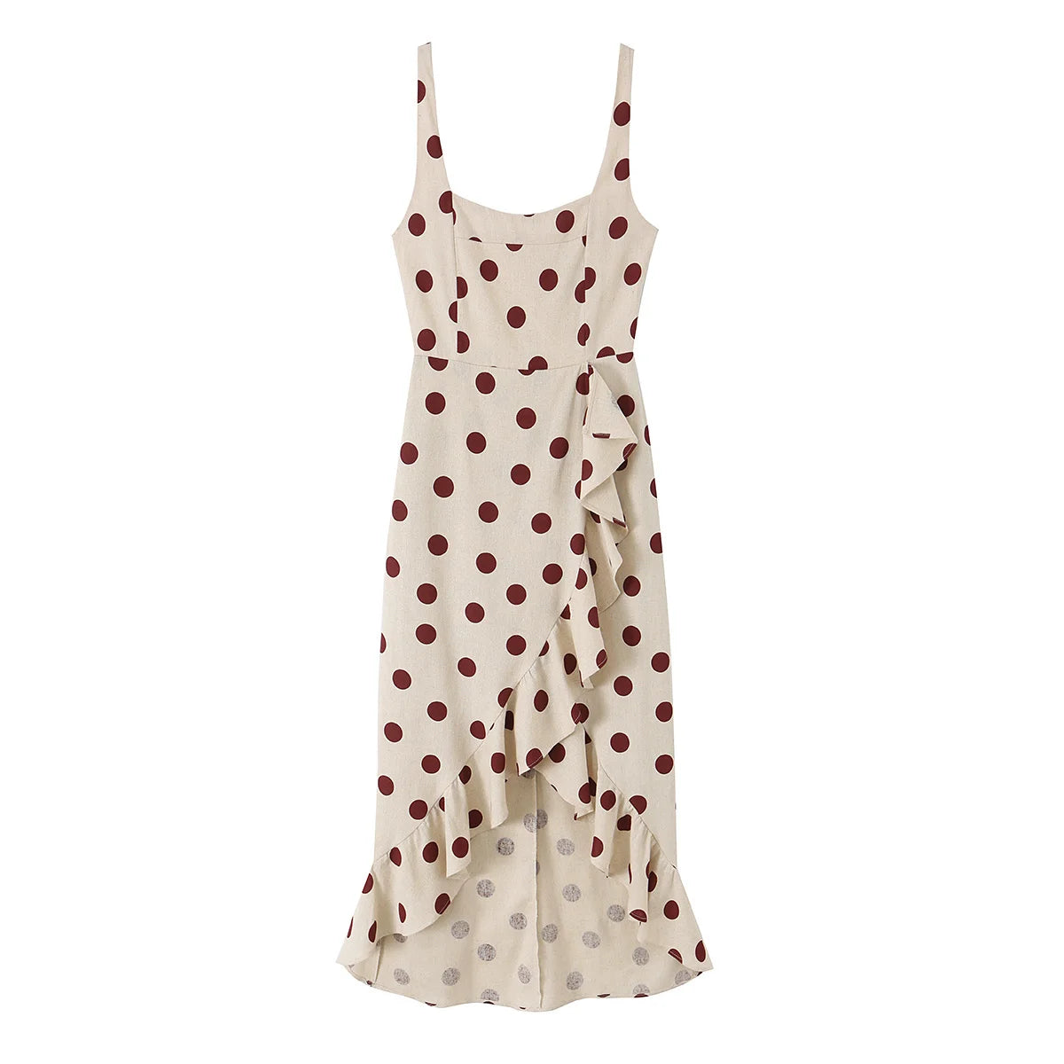 Retro Polka Dot Spaghetti Strap Long Dresses