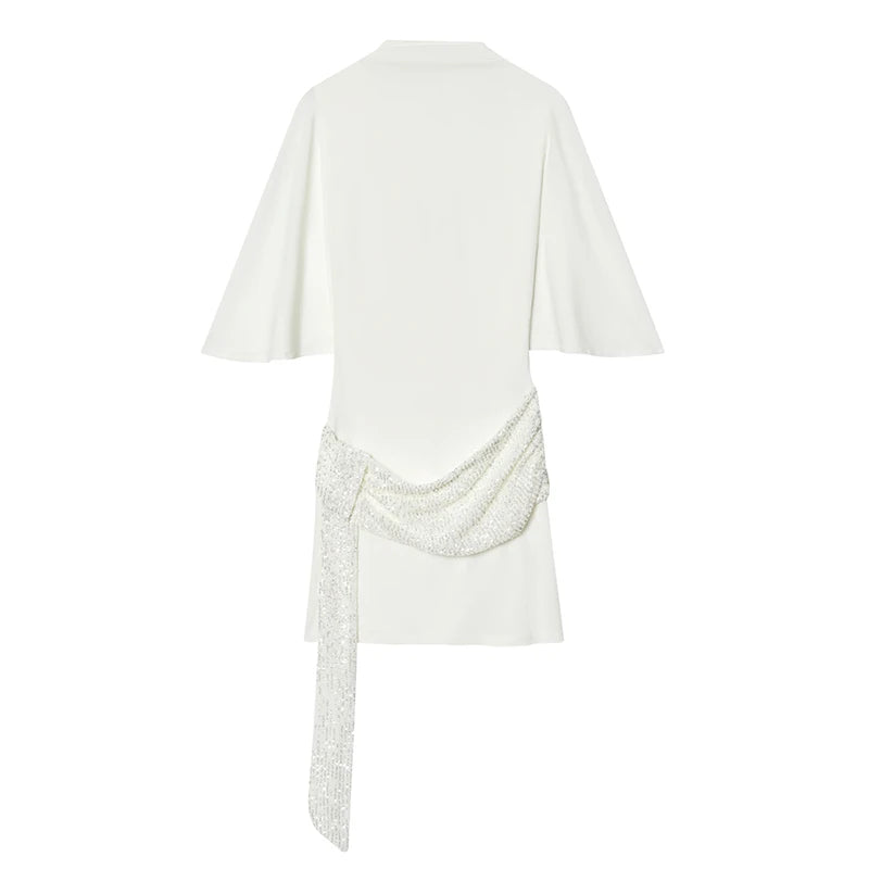 Women's White Cape Sleeve Mini Dress