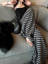 Contrast Stripped Wide Leg Pants