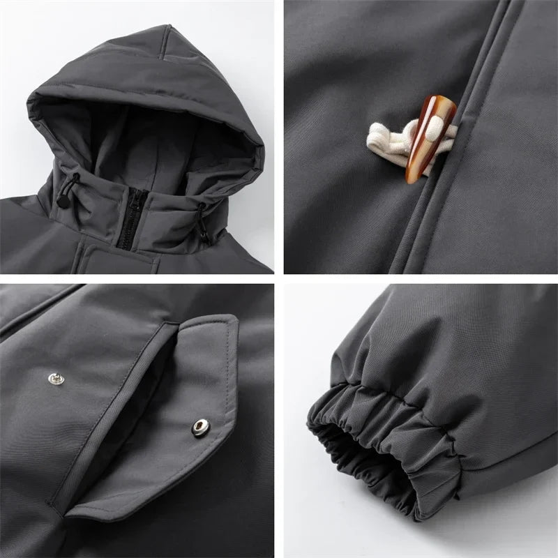 Gray Sided Closure High Collar Puffer Jacket