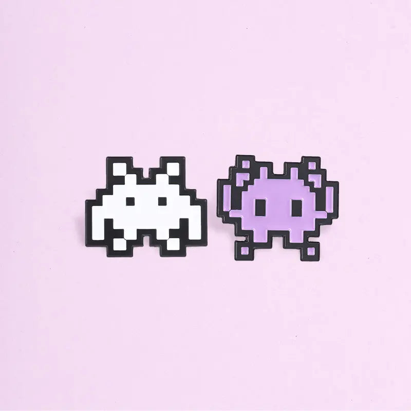 Retro Pixel Invader Enamel Pins