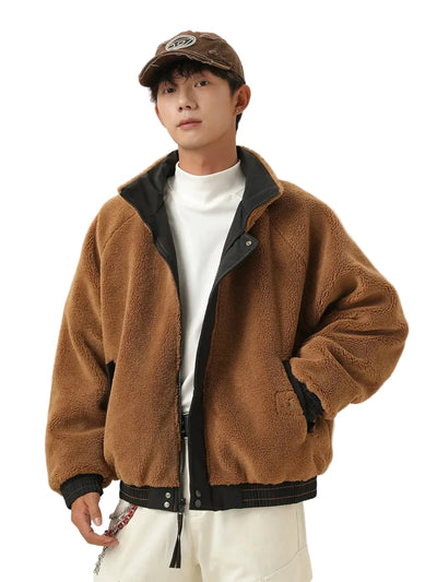 Fleece-Bomber-Pufferjacke