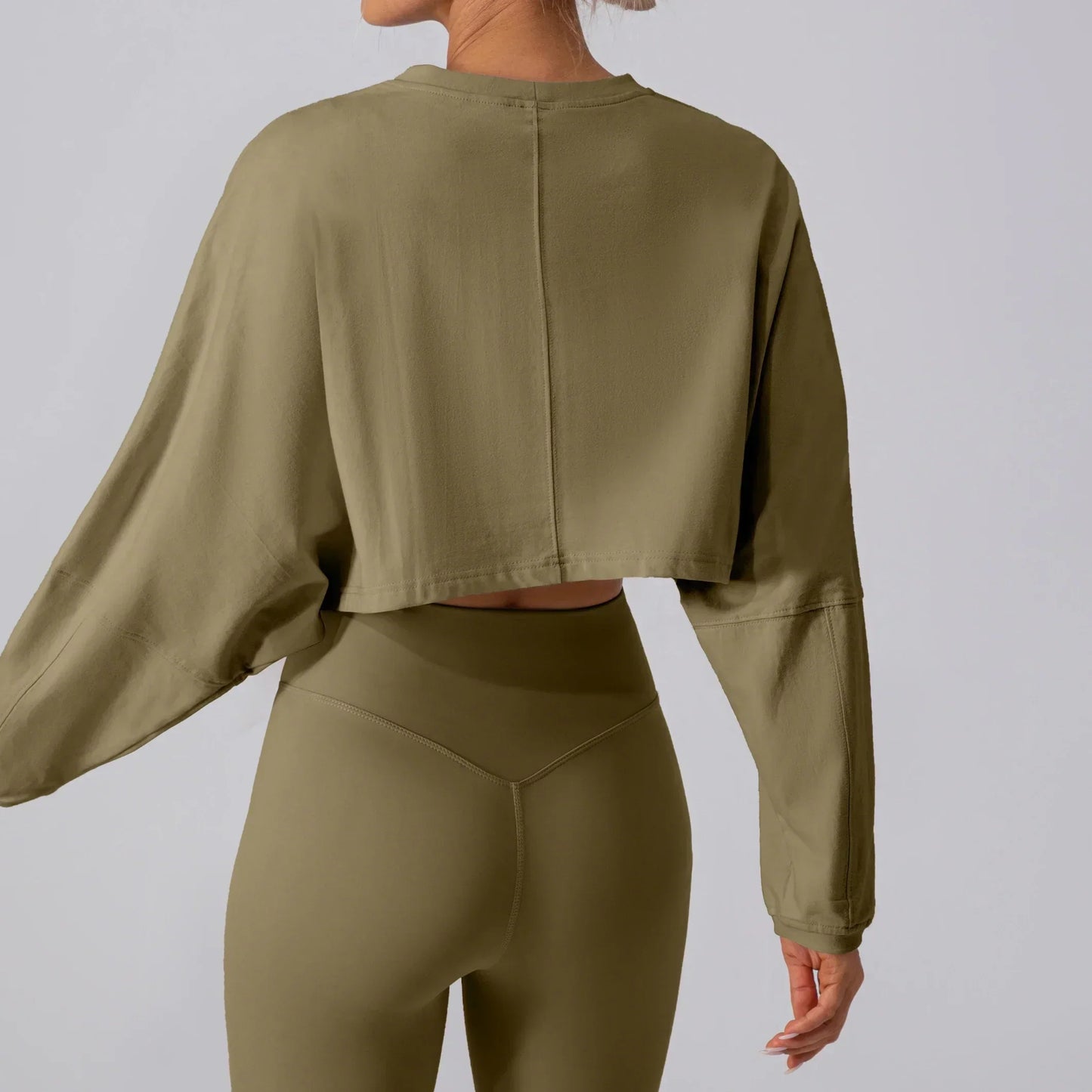 Basic Long Sleeve Sports Crop T-Shirt