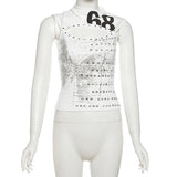 Y2K Printed Cut Out Crop Top