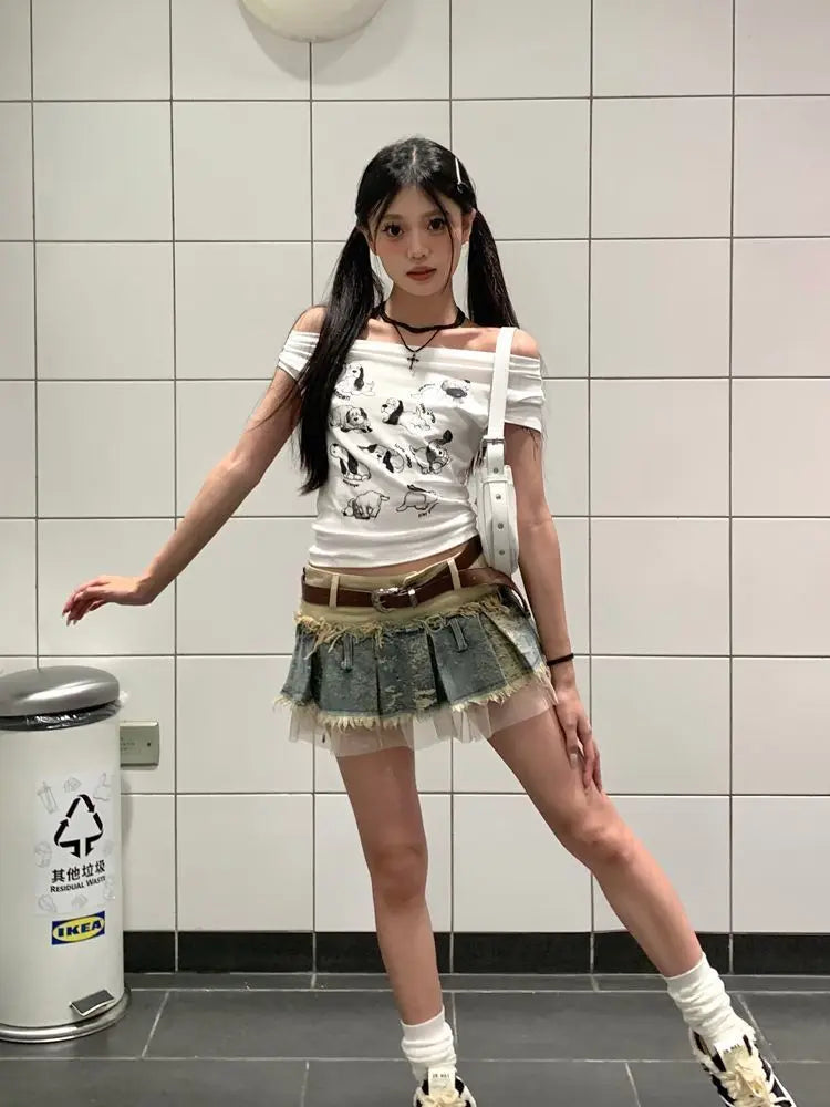 Japanese Y2k Aesthetic Mini Denim Skirt