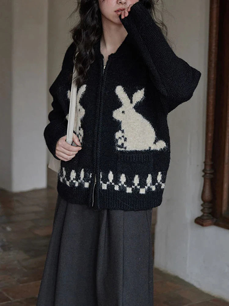 Acubi Cozy Knitted Rabbit Cardigan