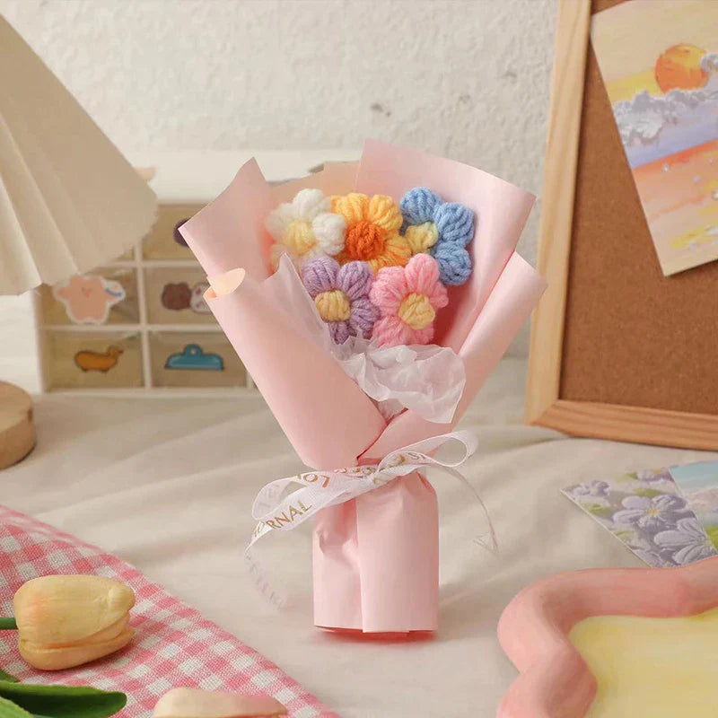 Vintage Handmade Mini Bouquets Crochet Flowers