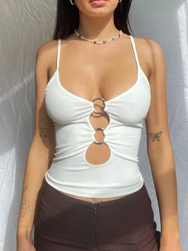 Baddie O-Ring Plunge Neck Top