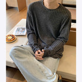 Striped Casual Long-Sleeved Oversized T-Shirt